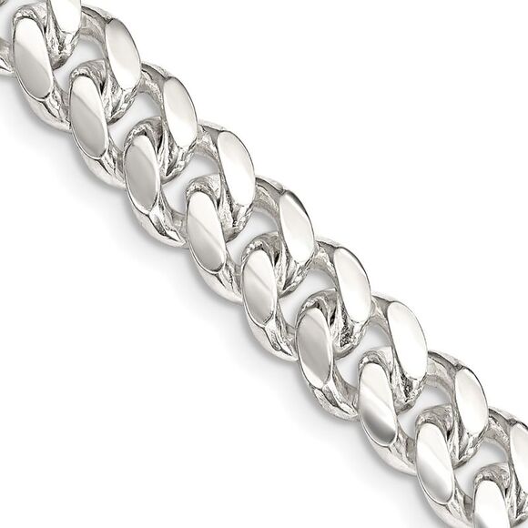 Kazi Luxury Sterling Silver 7.8mm Polished Domed Curb Chain